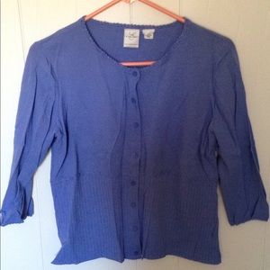 Blue button down cardigan.